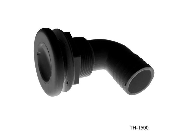 TH - 1 1/2in  90 Degree Barbed Thru Hull  Black - TH-1590-DP