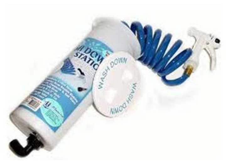 TH - Washdown Station  White Deck Plate  Blue Hose  Pistol Grip Nozzle  Packaged - WDSB-2-B-DP
