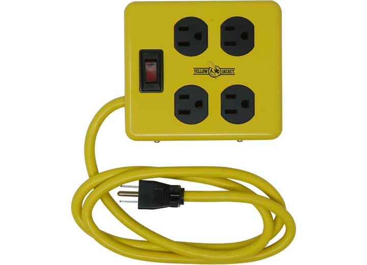 Southwire - Yellow Jacket 2177n Metal Power Block W/4 Outlets And Lighted Switch 4ft Cord - 2177N