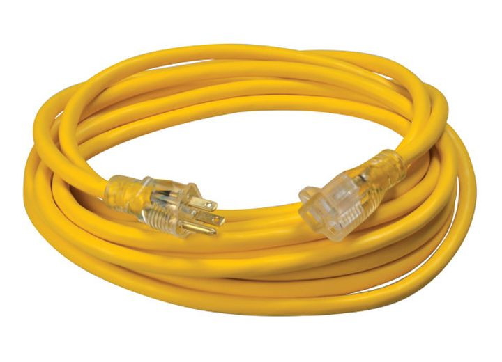 Southwire - 25ft Sjtw 12/3 Outdoor Extension Cord W/ Lighted End (yellow) - 2587SW8802