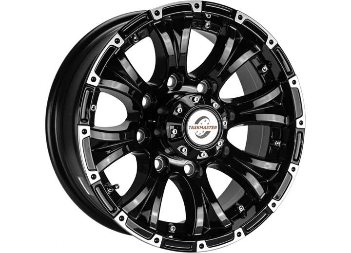Taskmaster - Aluminum Viking 16x6 8x6.5 Black Machine Lip W/ Black Center Cap Trailer Wheel 4 - AX02665865HDBML