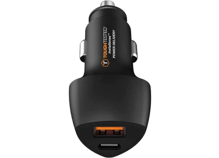 Tough Tested Brand - 15w Usbc And Usba Dual Port Car Charger - TT-P15-CA