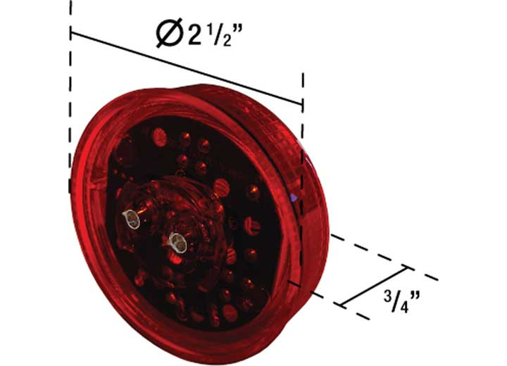 Uni-Bond Lighting - Led 2.5in Round Marker Lamp Red  13diodes - LED2500-13R