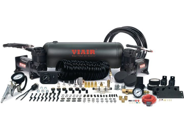 Viair Corporation - Dual Stealth Black 400c Onboard Air System (4.55 Cfm · 150 Psi · 60 Amp ·12v ·2.0 Gal. Tank) - 20016