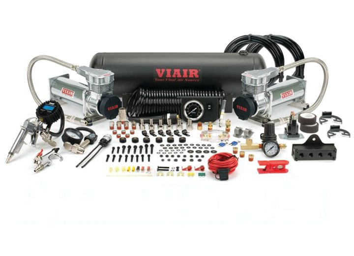 Viair Corporation - Dual Stealth Black Gen 2 485c Onboard Air System (200 Psi · 3.82 Cfm · 44 Amp ·12v ·2.5 Gal. Tank) - 20185