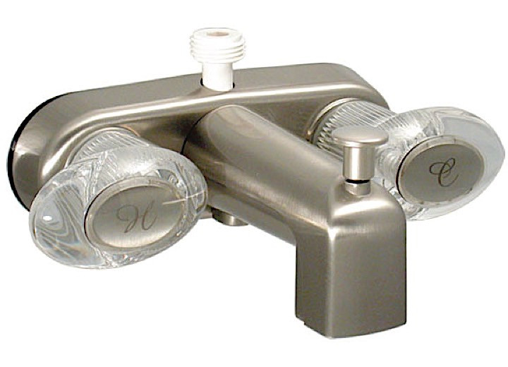 Valterra - Tub Div Faucet W/ Dspud 4in 2 Lever 1/4 Turn Plastic Brushed Nickel - PF223461