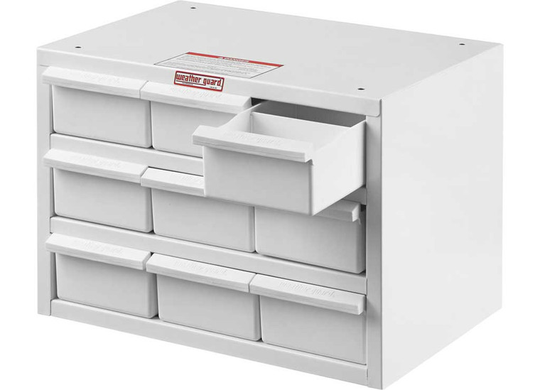 Weather Guard - Parts Cabinet 9 Bins 17 X 12 X 12in   White Steel Finish - 2925289