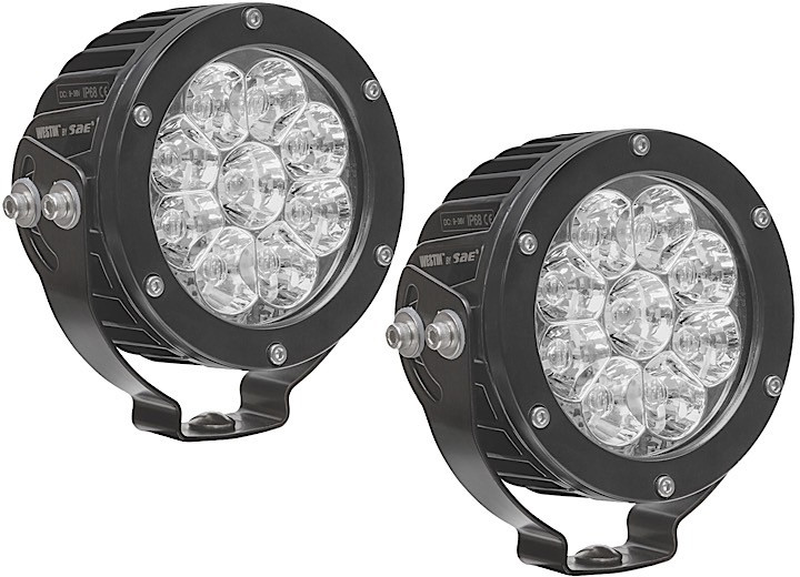 Westin Automotive - Axis Led Auxiliary Light 4.75in Flood W/3w Osram (set Of 2) Black (wiring Harness & Brackets Incl) - 09-12007B-PR