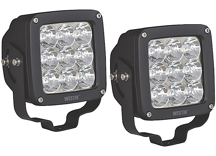 Westin Automotive - Axis Led Auxiliary Light 4.5in X 4.5in Spot W/3w Osram (set Of 2) Black  Harness & Brackets Incl - 09-12219A-PR