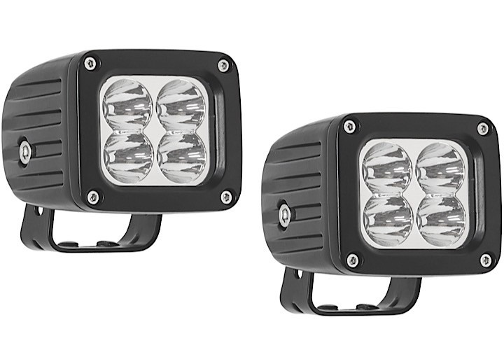 Westin Automotive - Quadrant Led Auxiliary Light 3in X 2.5in Flood W/5w Cree (set Of 2) Black  Harness & Brackets Incl - 09-12252B-PR