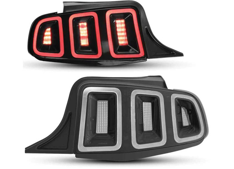 Winjet Automotive - 1523 Ford Mustang Sequentail Led Tail Lightglossey Black/smoke Renegade - CTRNG0678-GBS