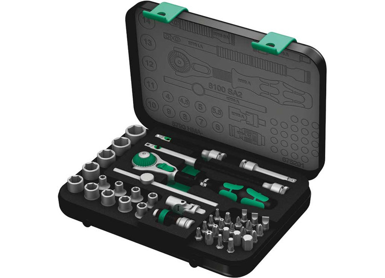 Wera Tools - 8100 Sa 2 Zyklop Speed Ratchet Set 1/4in Drive Metric 42 Pcs - 5003533001