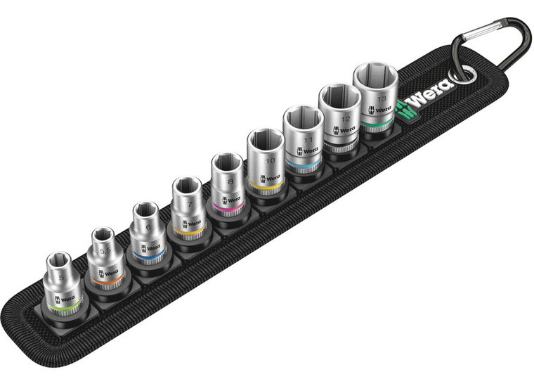 Wera Tools - Belt A 4 Zyklop Socket Set 1/4in Drive 9 Pcs - 5003883001