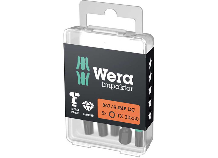 Wera Tools - 867/4 Imp Dc Torx Diy Impaktor Bits Tx 30 X 50 Mm 5 Pcs - 5057666001