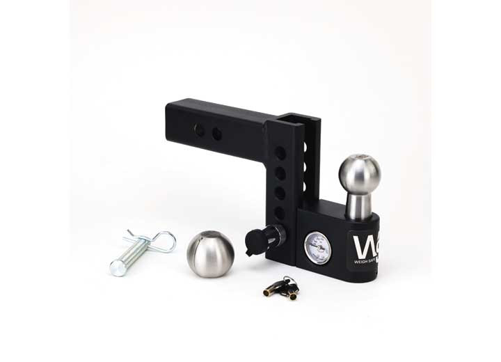 Weigh Safe - 4in Drop 2in Shank Aero Hitch W/builtin Scale 2in Stainless Steel Ball Rated For 12500 Lbs Gtw - AWS4-2