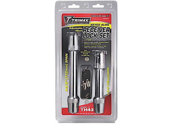 Trimax Locks - Premium Adjustable Hitch Keyed Alike Lock Set (th4 & T3) - TH43