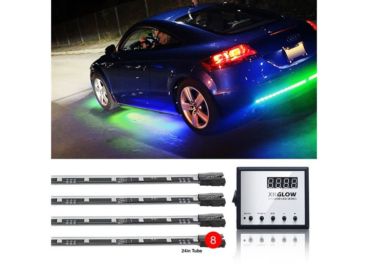 XK Glow - 8x24 Tubes 3 Million Color Xkglow Led Accent Light Car/truck - XK041006