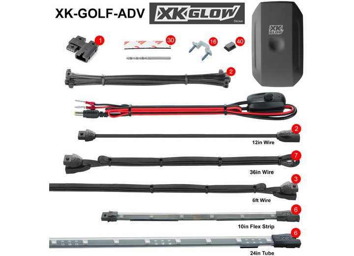 XK Glow - Led Golf Cart Accent Light Kit Xkchrome Smartphone App - XK-GOLF-ADV