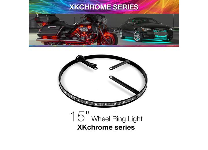 XK Glow - 1pc Adjustable Led Rgb 15in Wheel Ring Light - XK-WHEEL-15-AD