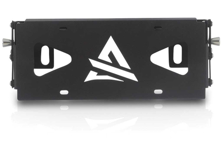 Attica 4x4 - Universal Offroad Front Bumper Winch Flipup Roller Fairlead License Plate Mnt Bracketblkpwdr Ctd - ATTK102-BX
