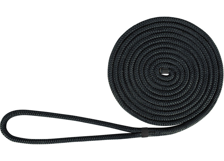 Extreme Max - Boattector Double Braid Nylon Dock Line 1/2in X 15ft Black - 3006.2108