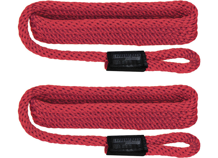 Extreme Max - Boattector Solid Braid Mfp Fender Line 3/8in X 5ft Red(value Pack Of 2) - 3006.2156