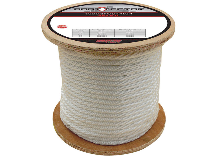 Extreme Max - Boattector Solid Braid Nylon Rope 1/2in X 250ft White - 3006.2213