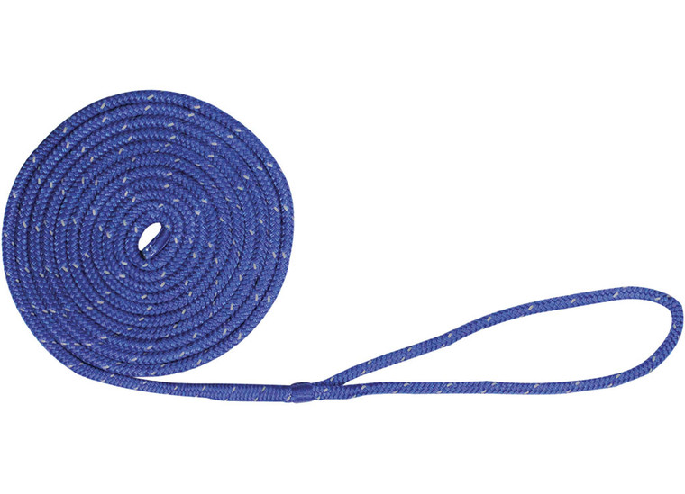 Extreme Max - Boattector Double Braid Nylon Dock Line 3/8in X 15ft Blue With Reflective Tracer - 3006.2466