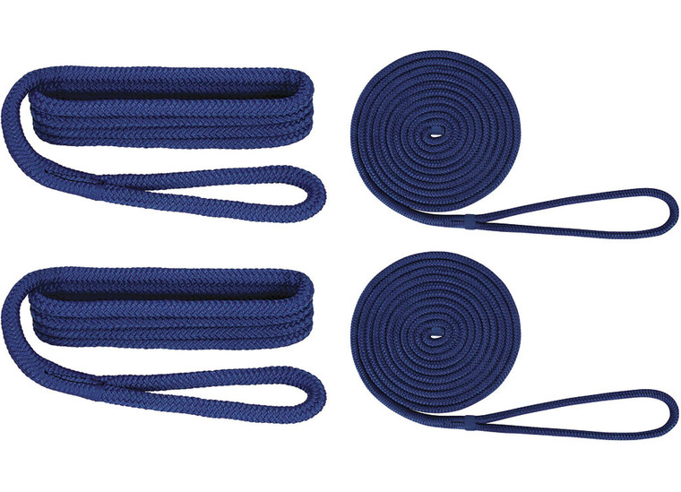 Extreme Max - Boattector Premium Double Braid Nylon Dockside Rope Value Pack 1/2in Blue - 3006.2699