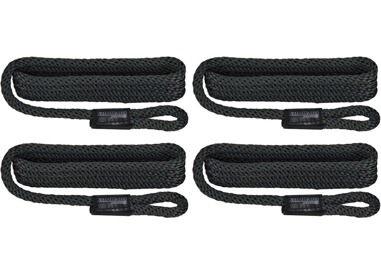 Extreme Max - Boattector Solid Braid Mfp Dock 1/2in X 20ft Black(value Pack Of 4) - 3006.3005