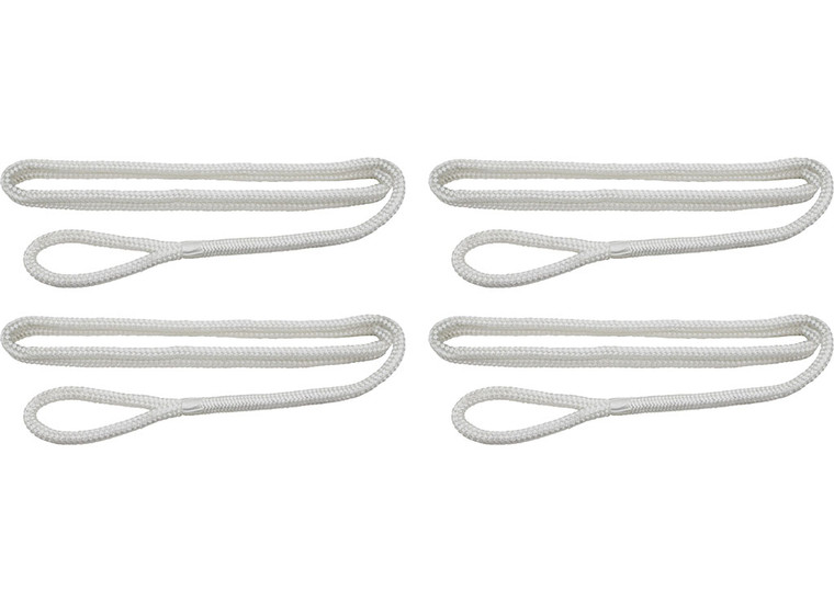 Extreme Max - Boattector Premium Double Braid Nylon Fender 3/8in X 6ft White(value Pack Of 4) - 3006.3398