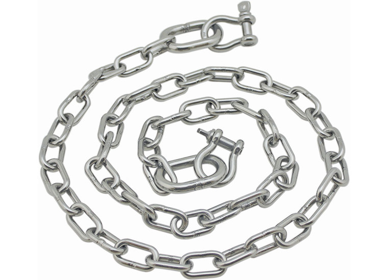 Extreme Max - Marinegrade Ss Anchor Lead Chain 3/16in X 4ft W/dual 1/4in Shackles 800 Lbs Wll/3 200 Lbs - 3006.6575