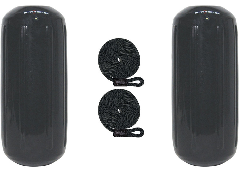 Extreme Max - Boattector Htm Inflatable Fender 6.5in X 15in Black(value Pack Of 2) - 3006.7300.2