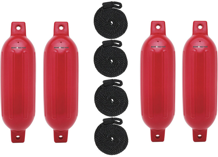 Extreme Max - Boattector Inflatable Fender 6.5in X 22in Bright Red(value Pack Of 4) - 3006.7498