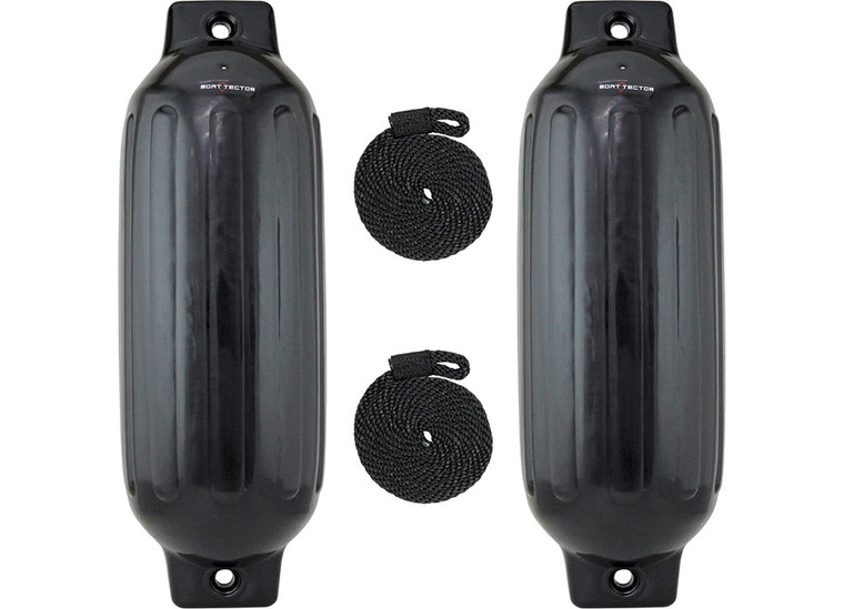Extreme Max - Boattector Inflatable Fender 8.5in X 27in Black(value Pack Of 2) - 3006.7515