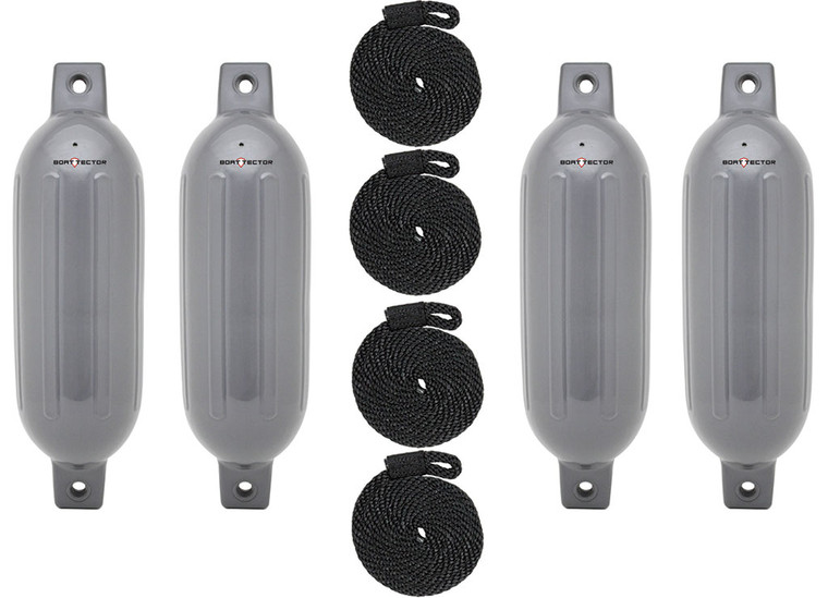 Extreme Max - Boattector Inflatable Fender 4.5in X 16in Gray(value Pack Of 4) - 3006.7539