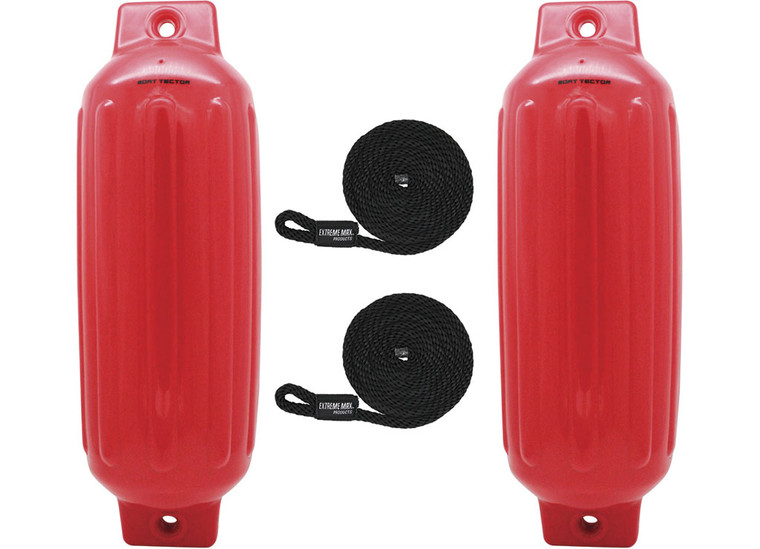 Extreme Max - Boattector Inflatable Fender 8.5in X 27in Red(value Pack Of 2) - 3006.7563