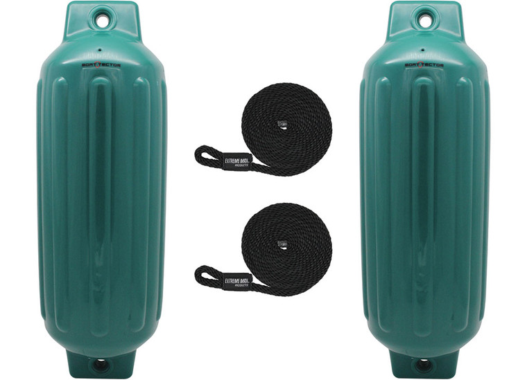 Extreme Max - Boattector Inflatable Fender 8.5in X 27in Forest Green(value Pack Of 2) - 3006.7572