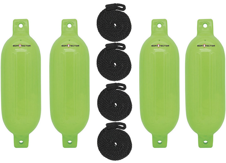Extreme Max - Boattector Inflatable Fender 6.5in X 22in Neon Green(value Pack Of 4) - 3006.7647