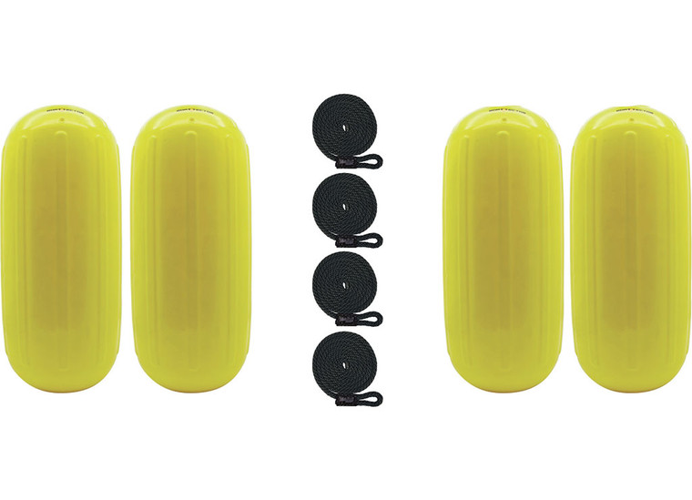 Extreme Max - Boattector Htm Inflatable Fender 6.5in X 15in Neon Yellow(value Pack Of 4) - 3006.7718.4