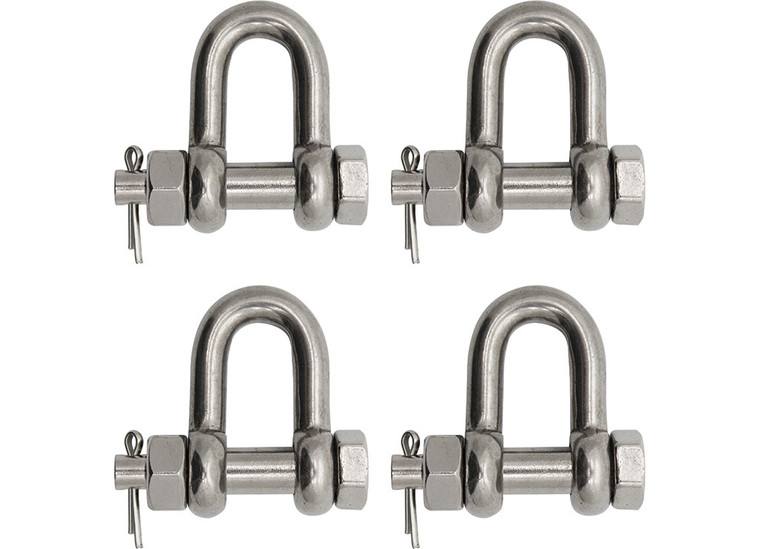 Extreme Max - Boattector Stainless Steel Bolttype Chain Shackle 1/4in 4pack - 3006.8339.4