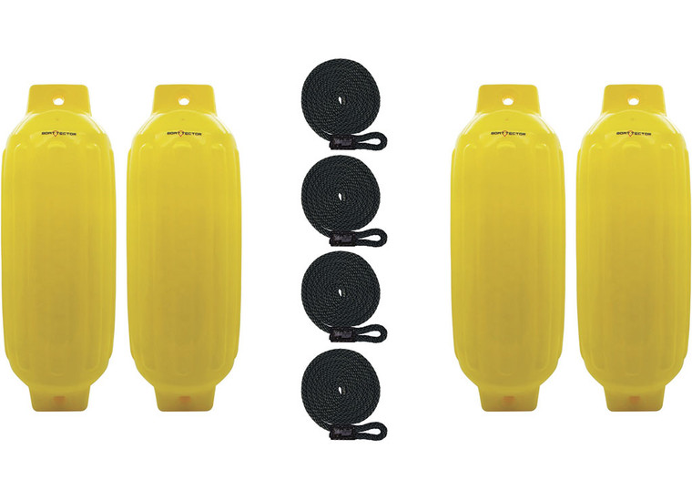 Extreme Max - Boattector Inflatable Fender 10in X 30in Neon Yellow(value Pack Of 4) - 3006.8558.4