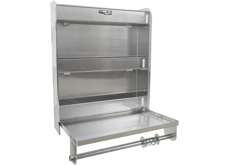 Extreme Max - Alum Work Station Storage Cabinet W/flipout Work Tray & Paper Towel Rack Organizer Silv - 5001.6049