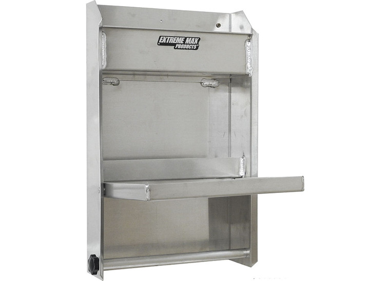 Extreme Max - Junior Alum Work Station Storage Cabinet Flipout Work Tray W/paper Towel Rack Organizer Silver - 5001.6053