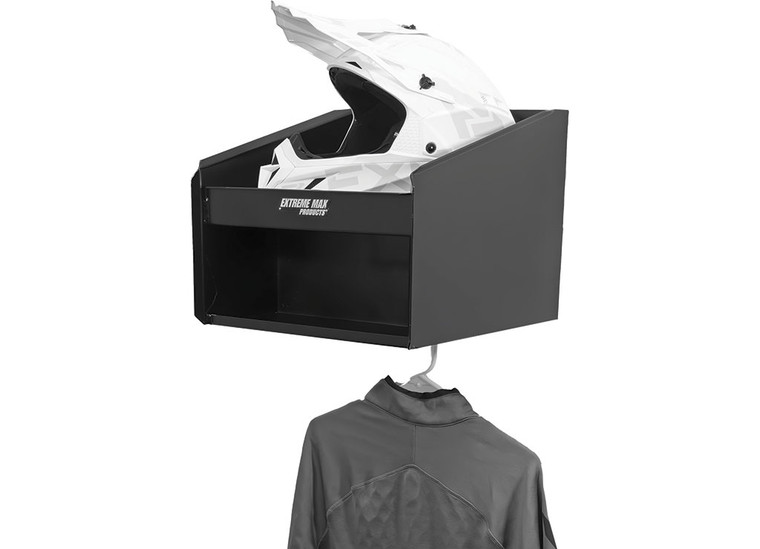 Extreme Max - Single Helmet Bay Aluminum Cabinet Organizer For Enclosed Race Trailer Shop Garage Storage Black - 5001.6495
