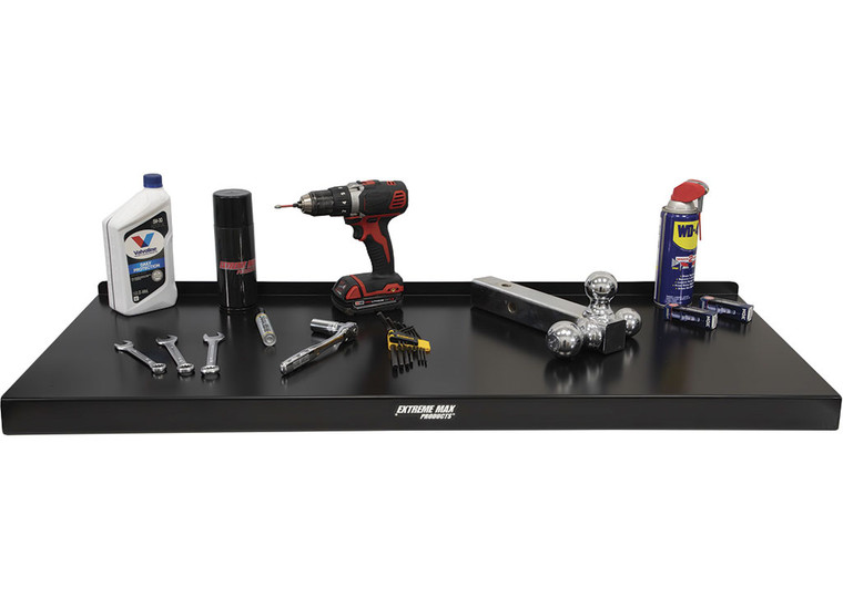 Extreme Max - Wallmount Alum Folddown Removable Workstation 46in X 18in Blk - 5001.6558