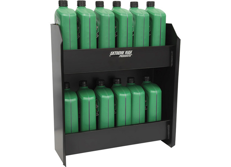 Extreme Max - Wallmount Alum Junior Oil Jug Storage Cabinet Holds (12) 1 Qt Oil Jugs Blk - 5001.6567