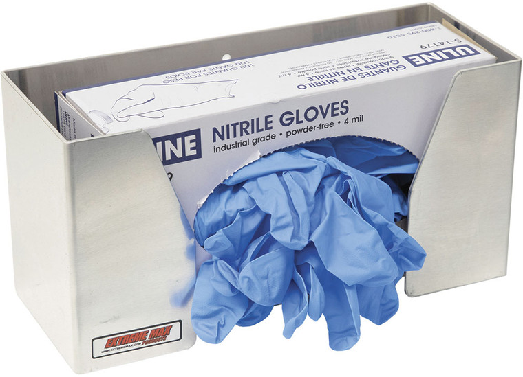 Extreme Max - Wallmount Alum Disposable Glove Box Holder For Race Trailer/garage Shop/enclosed Trailer Silver - 5001.6655