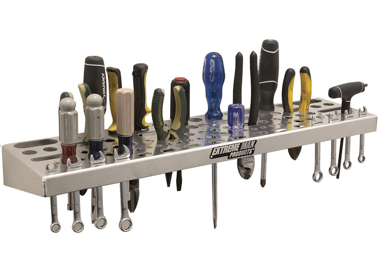 Extreme Max - Wallmount Alum Tool Organizer For Race Trailer Garage Shop Enclosed Trailer Toy Hauler Silver - 5001.6661