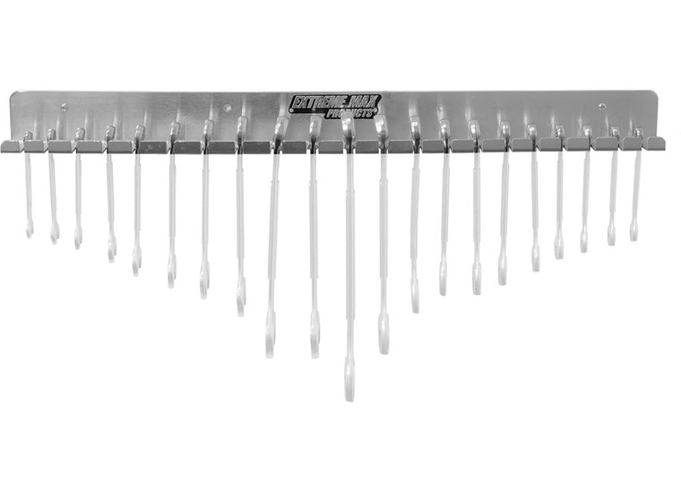 Extreme Max - Wallmount Aluminum Wrench Tool Rack For Race Trailer Garage Shop Workshop Toy Hauler Silver - 5001.6684